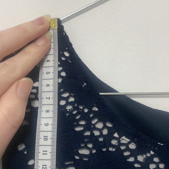 Caroline Morgan - Navy pleated babydoll dress with lace and white trim - Size 12 - Picture 8 of 9